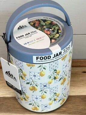 Hydrapeak Insulated Food Jar Pod 32oz Lemon Tile Stainless Steel Toxin-Free NWT